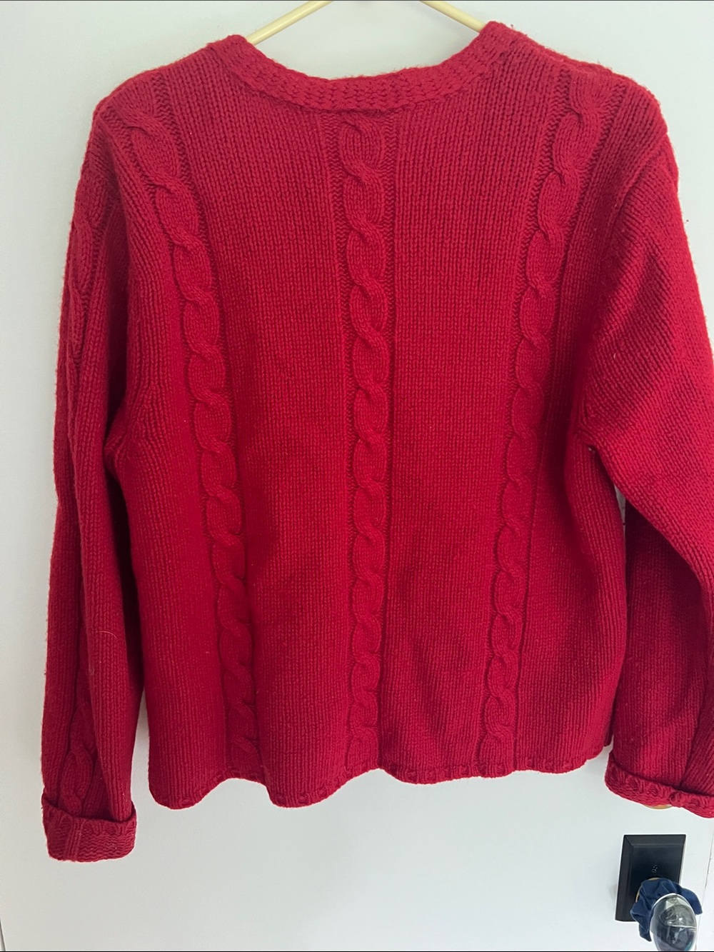 Talbots Red Cable-Knit Button Front Cardigan - Picture 4 of 4